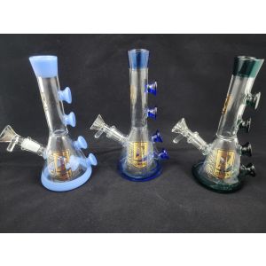 Straight Stem Flute Design with Perc Water Pipe 8 Inch