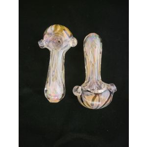 Flower Spiral Design Spoon Glass Hand Pipe 4.5 Inch
