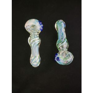 Spiral Twist Mushroom Design Spoon Glass Hand Pipe 5 Inch