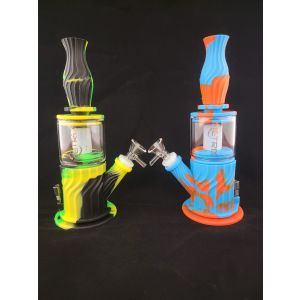 Straight Stem Colorful Silicone Design Water Pipe 9.5 Inch