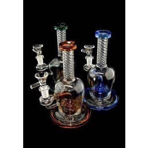 Straight Twisted Stem With Shower Head Perc Water Pipe 8 Inch