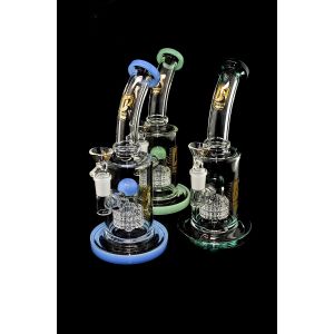 Bent Stem With Tire Perc Water Pipe 10 Inch