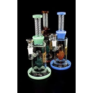 Straight Twisted Stem with Perc Water Pipe 10 Inch