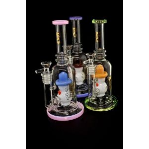 Straight Stem with Face Perc Water Pipe 11 Inch