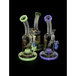 Bent Twisted Stem With Shower Head Perc Water pipe 9 Inch