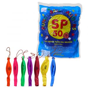 Punch Ball Balloon with Rubber Bands 50 Pcs Bag